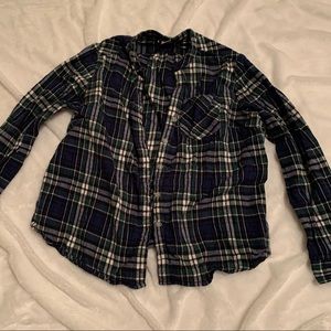 Green and Navy flannel no collar